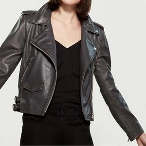 Blank NYC gray moto faux leather jacket